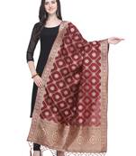 Maroon Poly Silk Banarasi Womens Dupatta