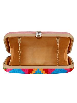 Hyperbole Embroidered Clutch Pink & Multicolour 5