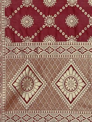 Maroon Poly Silk Banarasi Womens Dupatta 4