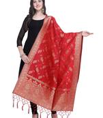 Red Poly Silk Banarasi Womens Dupatta