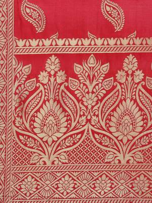 Red Poly Silk Banarasi Womens Dupatta 4