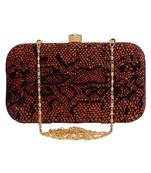 Feral Animal Print Velvet Fabric Clutch Beige & Purple