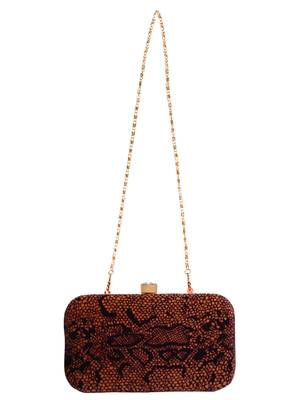 Feral Animal Print Velvet Fabric Clutch Beige & Purple 4