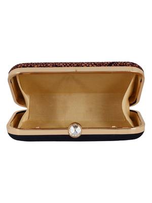 Feral Animal Print Velvet Fabric Clutch Beige & Purple 5