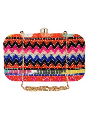 Loom Jacquard Fabric Clutch Multicolour 1