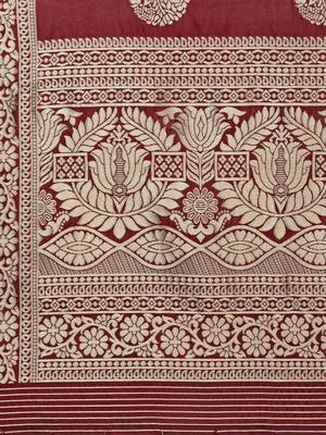 Maroon Poly Silk Banarasi Womens Dupatta 4