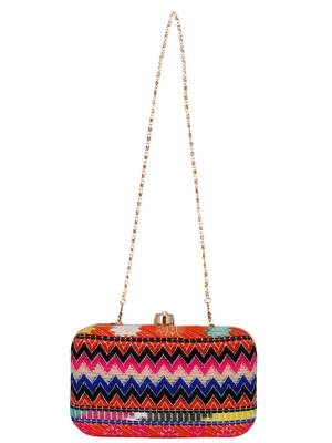 Loom Jacquard Fabric Clutch Multicolour 4
