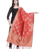 Red Poly Silk Banarasi Womens Dupatta