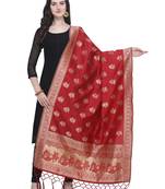 Red Poly Silk Banarasi Womens Dupatta