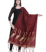 Maroon Poly Silk Banarasi Womens Dupatta