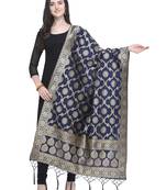 Navy Blue Poly Silk Banarasi Womens Dupatta