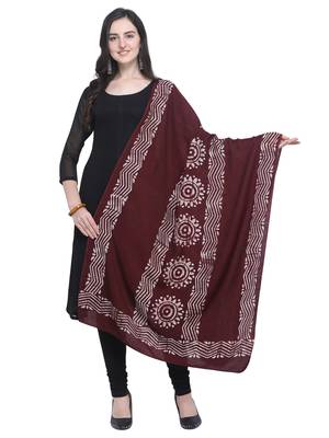 Magenta Poly Cotton Printed Womens Dupatta 1