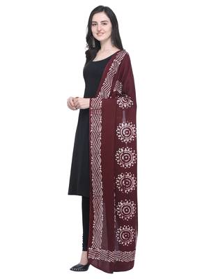 Magenta Poly Cotton Printed Womens Dupatta 2