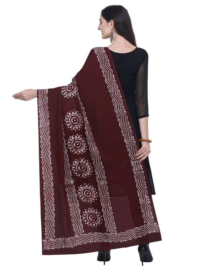Magenta Poly Cotton Printed Womens Dupatta