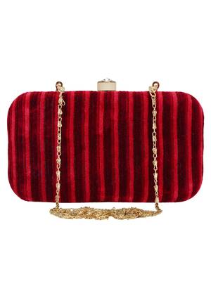 Loom Fabric Striped Clutch Red Maroon 1