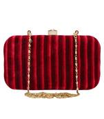 Loom Fabric Striped Clutch Red Maroon