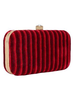 Loom Fabric Striped Clutch Red Maroon 2