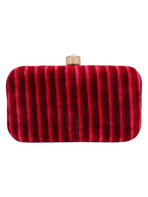 Loom Fabric Striped Clutch Red Maroon 3