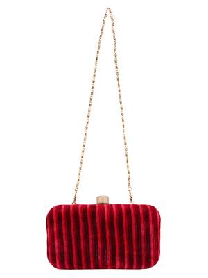 Loom Fabric Striped Clutch Red Maroon 4
