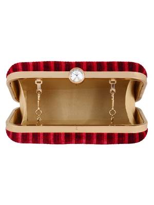 Loom Fabric Striped Clutch Red Maroon 5