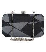 Loom Jacquard Fabric Clutch Black & Grey