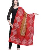 Red Poly Cotton Printed Womens Dupatta