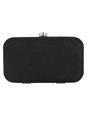 Loom Jacquard Fabric Clutch Black & Grey 3