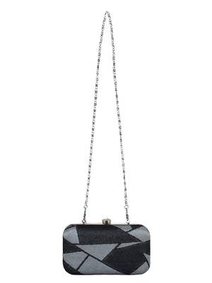 Loom Jacquard Fabric Clutch Black & Grey 4