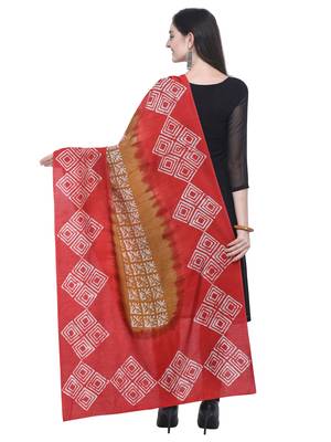 Red Poly Cotton Printed Womens Dupatta 3