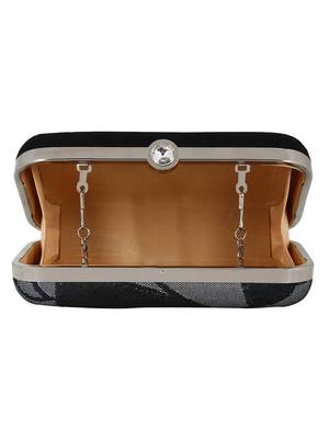 Loom Jacquard Fabric Clutch Black & Grey 5