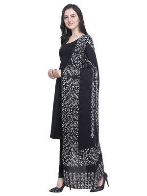 Black Poly Cotton Printed Womens Dupatta 2