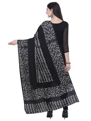 Black Poly Cotton Printed Womens Dupatta 3