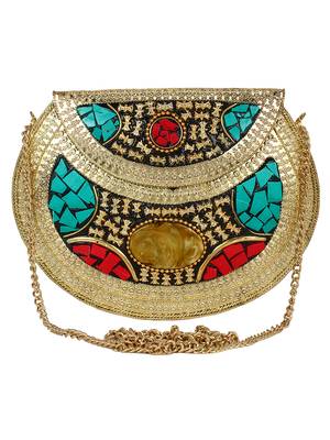 Jewel Mosaic Clutch Gold & Multicolour 1