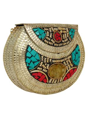 Jewel Mosaic Clutch Gold & Multicolour 2