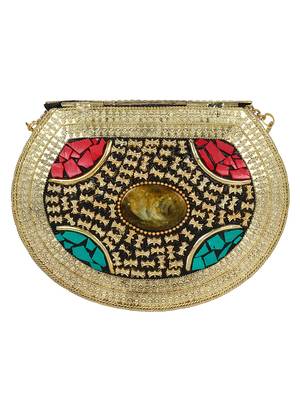 Jewel Mosaic Clutch Gold & Multicolour 3