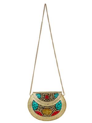 Jewel Mosaic Clutch Gold & Multicolour 4