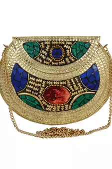 Jewel Mosaic Clutch Gold & Multicolour