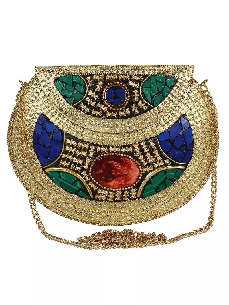 Jewel Mosaic Clutch Gold & Multicolour