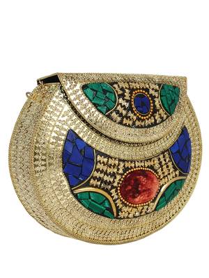 Jewel Mosaic Clutch Gold & Multicolour 2