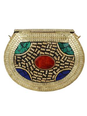 Jewel Mosaic Clutch Gold & Multicolour 3