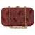 Tulle Faux Silk Fabric Printed Clutch Maroon & Gold