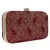 Tulle Faux Silk Fabric Printed Clutch Maroon & Gold