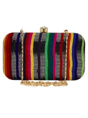 Loom Striped Jacquard Fabric Clutch Multicolour 1