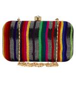 Loom Striped Jacquard Fabric Clutch Multicolour