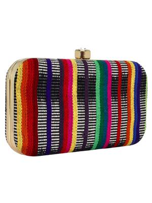 Loom Striped Jacquard Fabric Clutch Multicolour 2