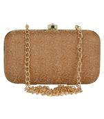 Tulle Faux Silk Fabric Printed Clutch Gold