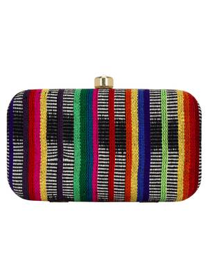 Loom Striped Jacquard Fabric Clutch Multicolour 3