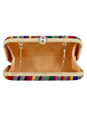 Loom Striped Jacquard Fabric Clutch Multicolour 5