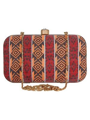 Loom Striped Jacquard Fabric Clutch Multicolour 1