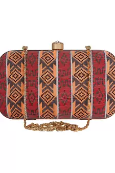 Loom Striped Jacquard Fabric Clutch Multicolour